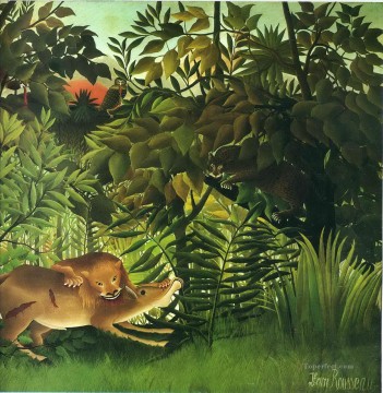 動物 Painting - 獲物を貪るライオン 1905